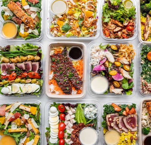 Boxes with salads